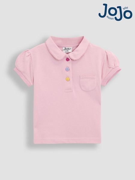 JoJo Maman Bébé Pink Pretty Polo Shirt (AU4628) | £13 - £16