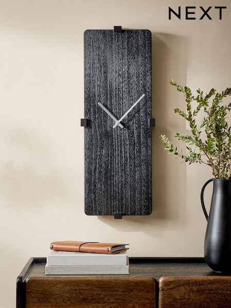 Black Wood Rectangular Clock (AU4699) | £30