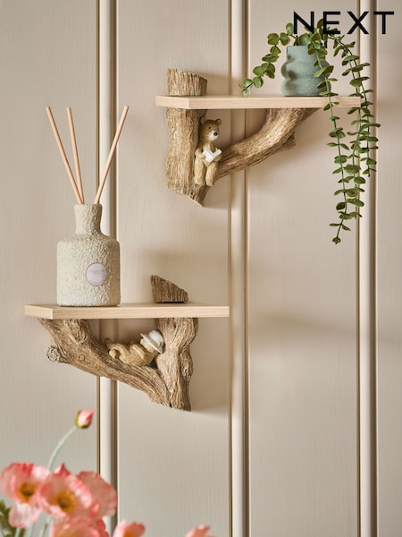 Set of 2 Natural Bertie Bear Display Shelves (AU4715) | £50