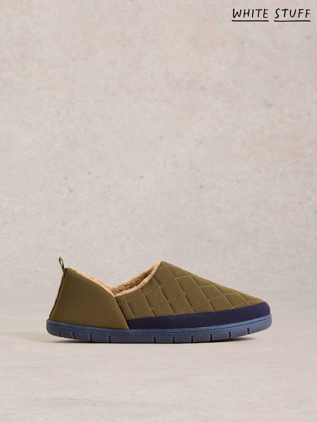 White Stuff Green Nylon Puffer Slippers (AU4931) | £35