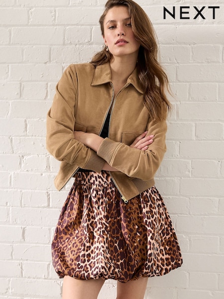 Leopard Print 100% Cotton Bubble Hem Mini Skirt (AU5009) | £30