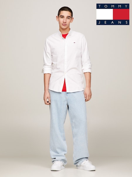 Tommy Jeans White Tjm Slim Stretch Oxford Shirt (AU5031) | £60