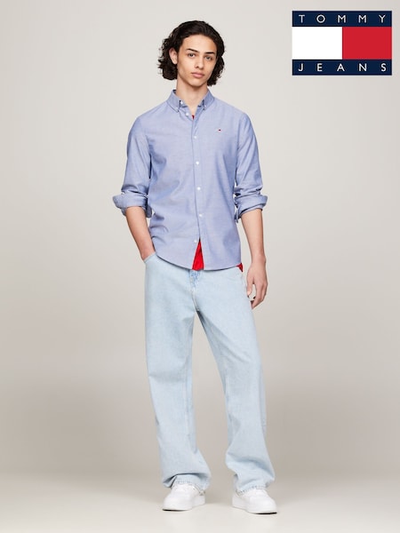 Tommy Jeans Aqua Blue Tjm Slim Stretch Oxford Shirt (AU5032) | £60