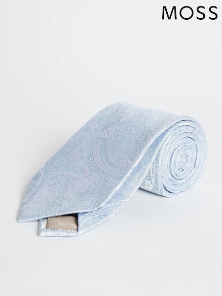 MOSS Blue Wedding Paisley Tie (AU5237) | £35