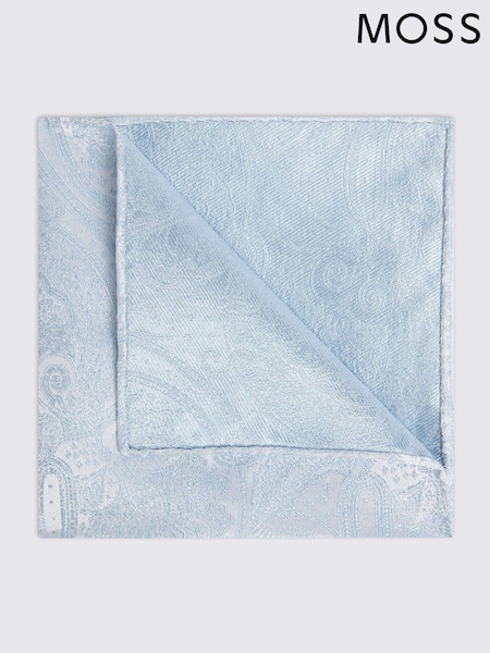 MOSS Blue Wedding Paisley Pocket Square (AU5243) | £20