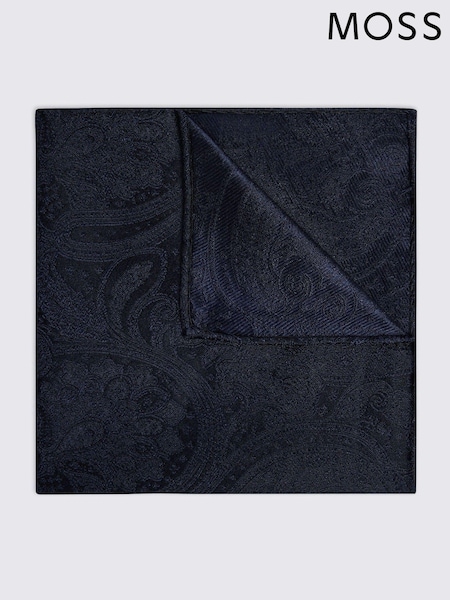 MOSS Navy Wedding Paisley Pocket Square (AU5250) | £20