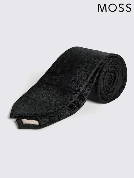 MOSS Black Wedding Paisley Tie (AU5254) | £35
