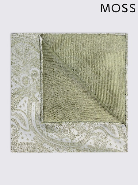 MOSS Green Wedding Paisley Pocket Square (AU5256) | £20