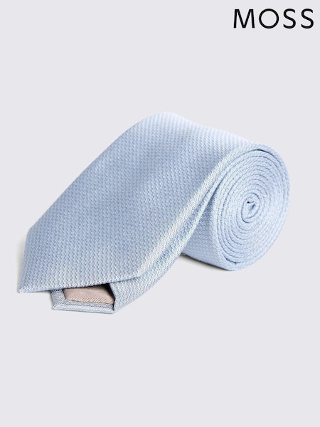 MOSS Blue Silk Semi Plain Tie (AU5260) | £30