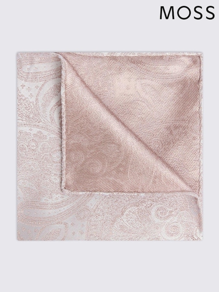 MOSS Pink Wedding Paisley Pocket Square (AU5263) | £20