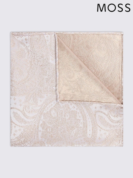 MOSS Champagne Wedding Paisley Pocket Square (AU5267) | £20