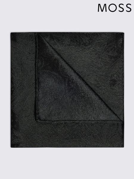 MOSS Black Wedding Paisley Pocket Square (AU5273) | £20