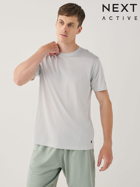 Light Grey Active Jacquard T-Shirt (AU5291) | £20