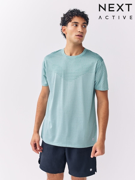 Teal Blue Active Jacquard T-Shirt (AU5295) | £20