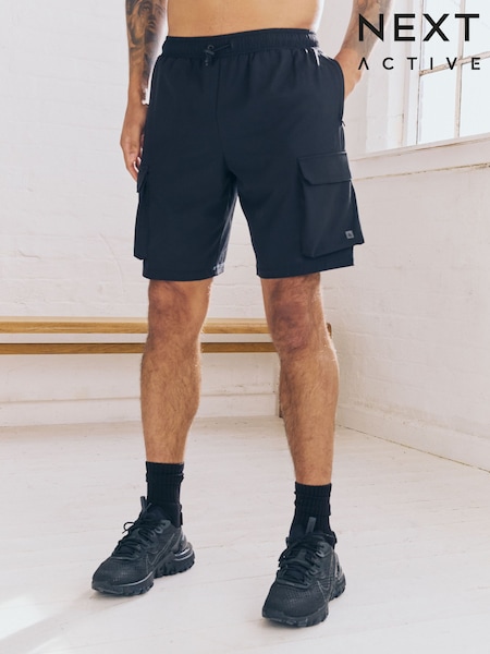 Black Active Cargo Gym Training Shorts (AU5318) | £35