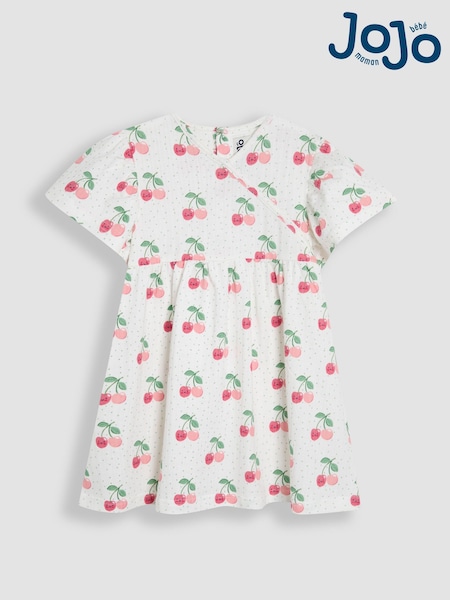 JoJo Maman Bébé Cream Pink Cherry Wrap Dress (AU5326) | £19 - £22