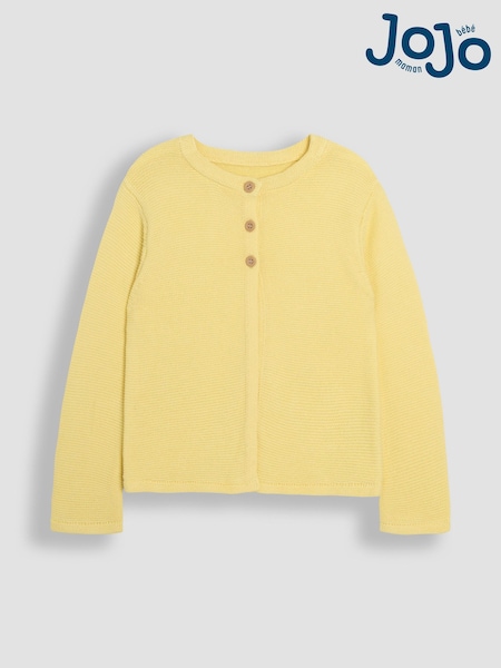 JoJo Maman Bébé Yellow Classic 100% Cotton Cardigan (AU5377) | £22 - £25