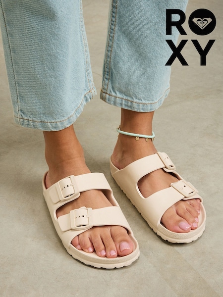 Roxy Cream Kattie Buckle Sliders (AU5403) | £32
