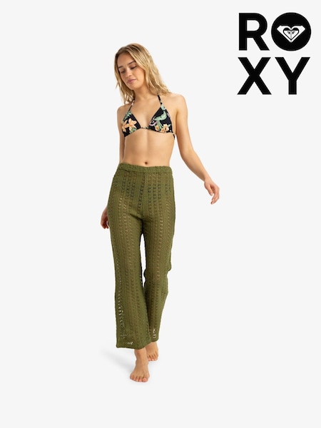 Roxy Green Lagos Dream Crochet Beach 100% Cotton Trousers (AU5412) | £55