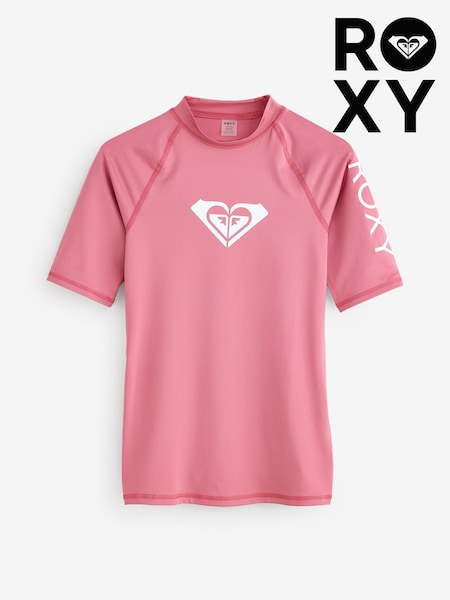 Roxy Pink Wholehearted Short Sleeve Logo Rash Vest (AU5418) | £27