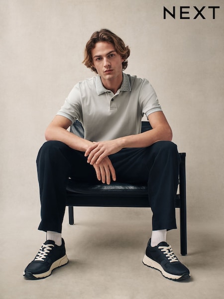 Light Grey Short Sleeve Smart Collar Polo Shirt (AU5478) | £28