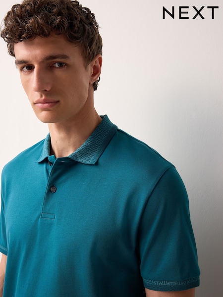Teal Green Short Sleeve Smart Collar Polo Shirt (AU5479) | £28