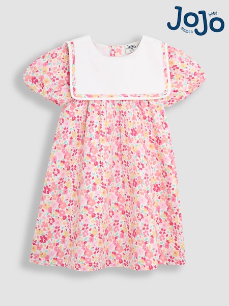 JoJo Maman Bébé Pink Baby Floral Print Sailor Party Dress (AU5569) | £30 - £32
