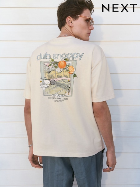 Ecru Licence Snoopy 100% Cotton T-Shirt (AU5637) | £24