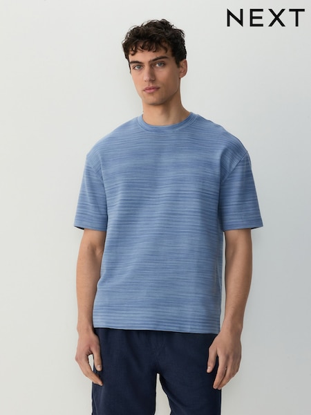 Blue Single Relaxed Fit Ottoman Texture T-Shirt (AU5652) | £22
