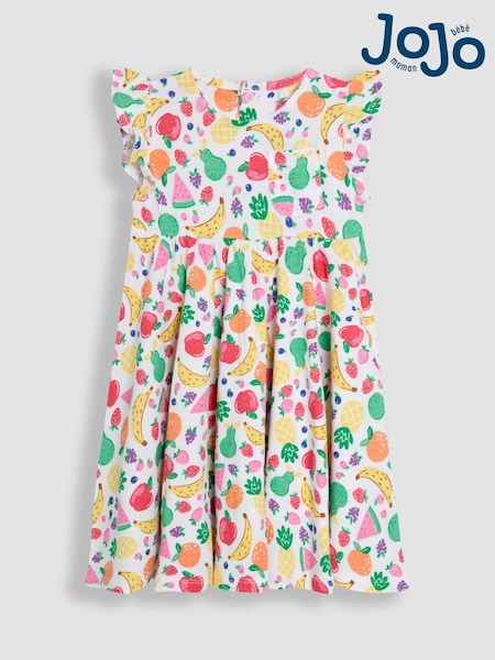 JoJo Maman Bébé Raspberry Pink Summer Fruits Skater Dress (AU5785) | £19 - £22