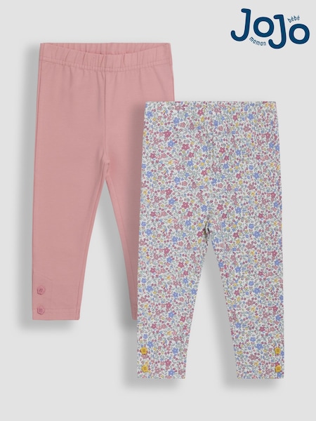 JoJo Maman Bébé Pink Ditsy Floral Leggings 2 Pack (AU5795) | £21 - £24