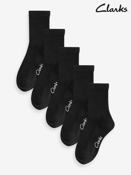 Clarks Black Sporty School Socks 5 Pack (AU5886) | £10 - £11