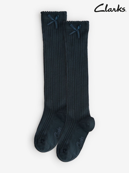 Clarks Navy Girls Knee High School Socks 2 Pack (AU5888) | £7 - £8