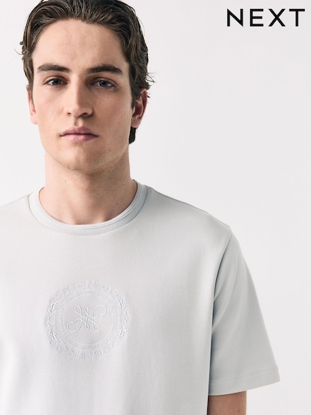 Grey Embroidery Logo Graphic T-Shirt (AU5896) | £18