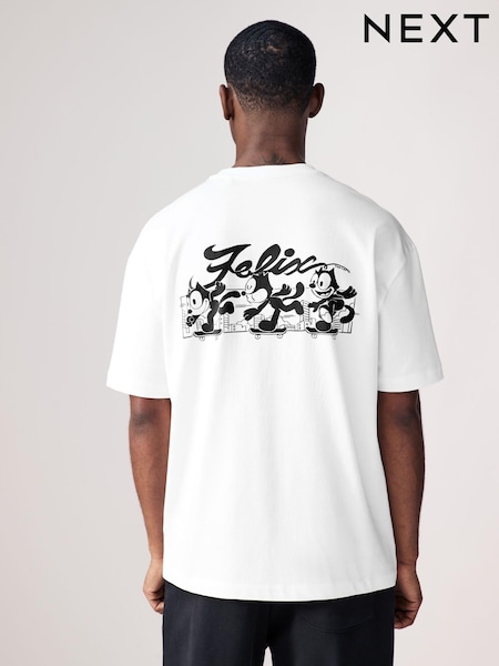 White Felix the Cat Licence 100% Cotton T-Shirt (AU5972) | £24
