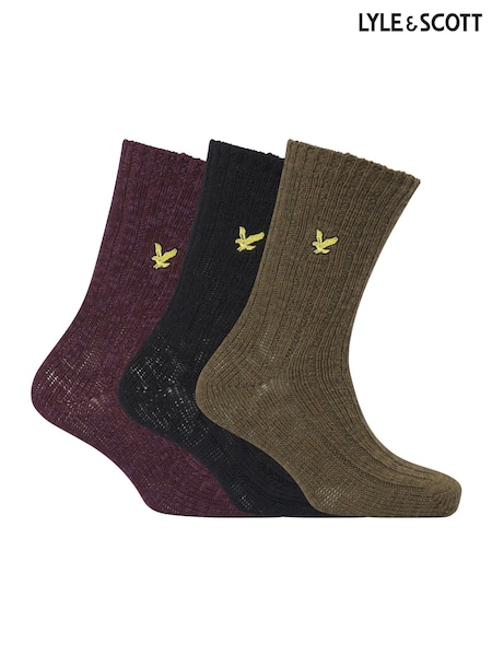 Lyle & Scott Black Forest Knit Socks 3 Pack (AU6034) | £19