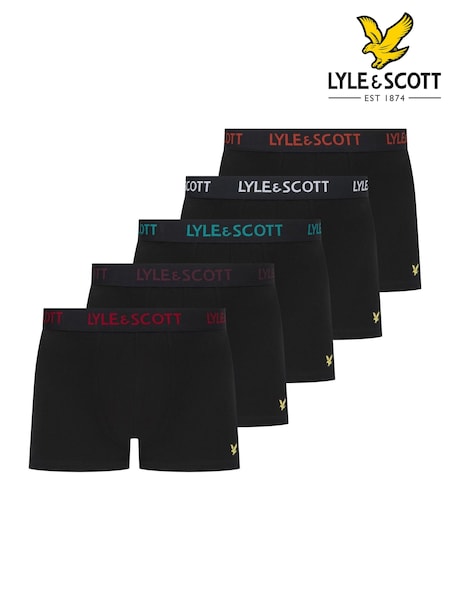 Lyle & Scott Black Miller Underwear Trunks 5 Pack (AU6053) | £47.50