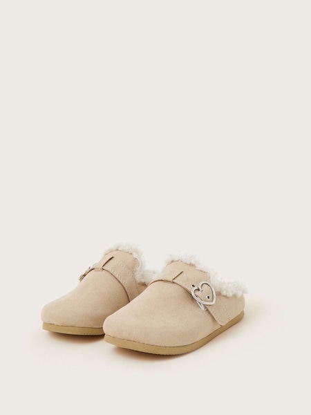 Monsoon Natural Borg Lined Buckle Slipper Clogs (AU6167) | £20 - £22