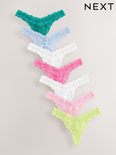 Bright Thong Ultimate Comfort Lace Knickers 7 Pack (AU6170) | £35