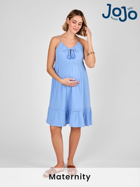 JoJo Maman Bébé Blue Textured Beach Maternity Mini Dress (AU6249) | £46