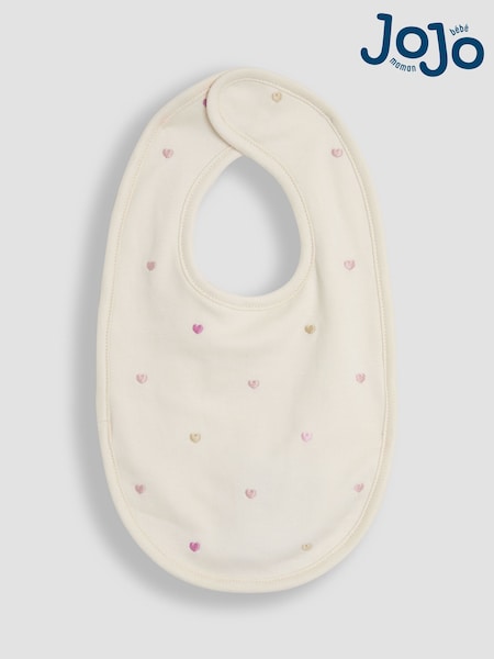 JoJo Maman Bébé Cream Baby Embroidered Bib (AU6316) | £6
