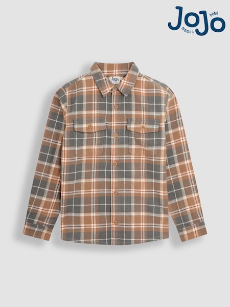 JoJo Maman Bébé Orange Check Shirt (AU6322) | £24 - £25