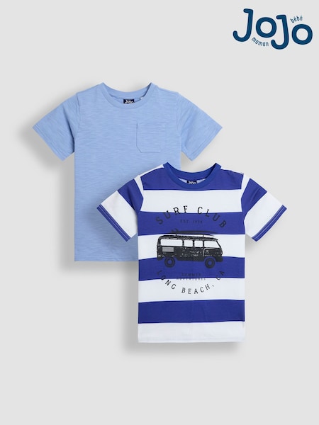 JoJo Maman Bébé Navy Surf Club T-Shirts 2 Pack (AU6324) | £23 - £24