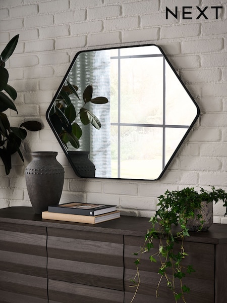Black Hexagon Wall Mirror (AU6426) | £100