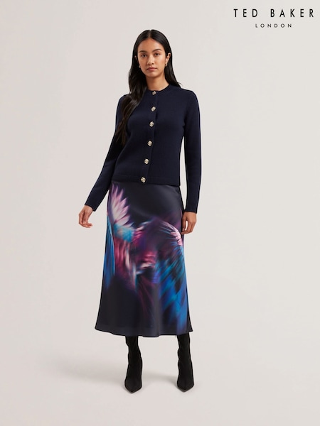 Ted Baker Blue Jaycey Rose Button Crew Neck Cardigan (AU6485) | £139