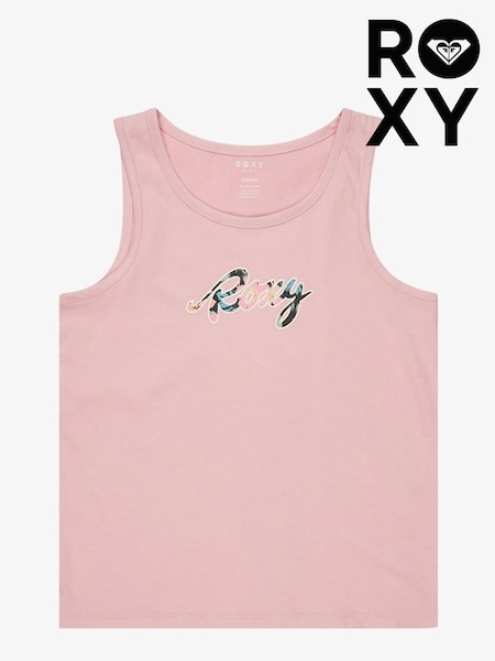 Roxy Pink There Is Life Graphic Logo 100% Cotton Vest Top (AU6522) | £13