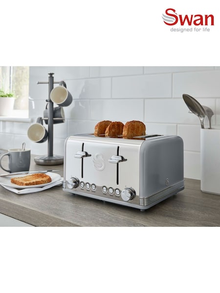 Swan Grey 4 Slice Retro Toaster (AU6535) | £60