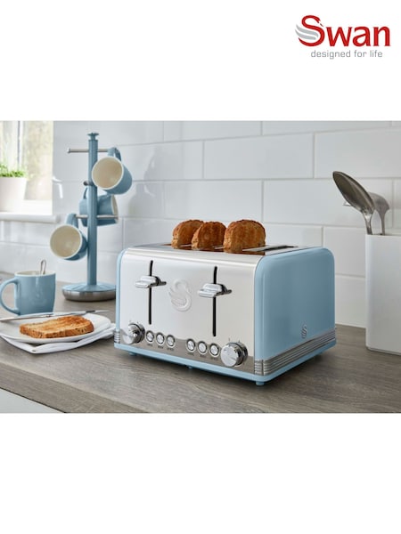 Swan Blue 4 Slice Retro Toaster (AU6546) | £60