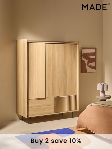 MADE.COM Oak Effect Blaze Triple, 3 drawers Wardrobe (AU6665) | £829