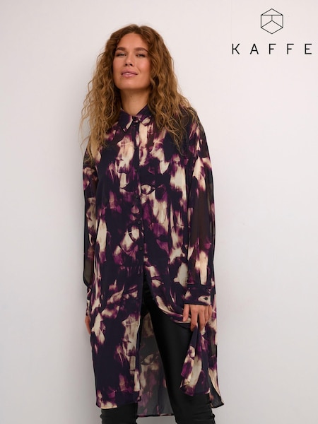 Kaffe Kaaska Sheer Long Sleeve Shirt Dress (AU6715) | £80